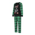 thumbnail image 4 of Pijamas navideños familiares a juego, camisetas de manga larga con estampado de elfos y letras + pantalones a cuadros. Pijama que brilla en la oscuridad., 4 of 9