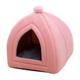 thumbnail image 1 of Bonita cama para gatos, de terciopelo, semicerrada, para perros, sofá para cachorros, cálida y cómoda rosado, 1 of 9