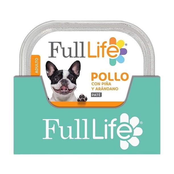Alimento húmedo para perro Full life pollo con piña y arandano 16 Pack alutray display