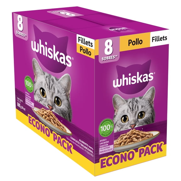 Alimento humedo para gato Whiskas Adulto sabor salmon 8 pack