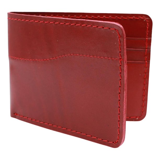 Cartera Hombre Piel Genuina Pull Up Bifold rojo