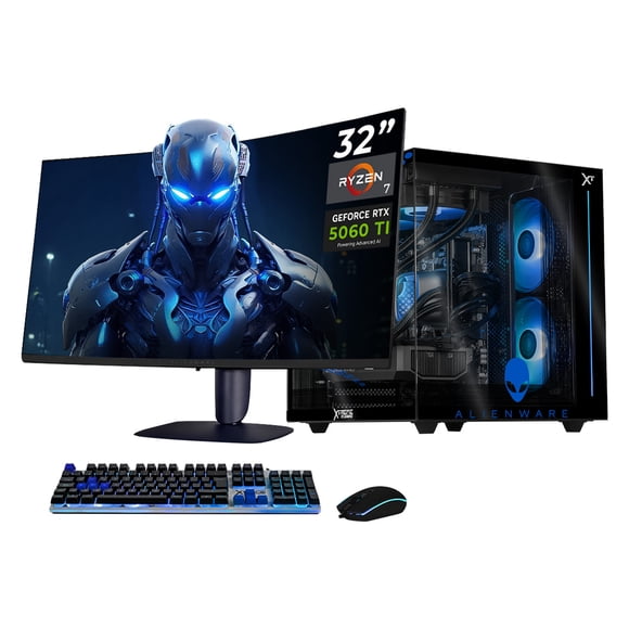 PC Gamer Completa Xtreme PC Gaming ALIENWARE NVIDIA GeForce RTX 5060 Ti AMD Ryzen 7 5700X 32GB SSD 1TB Monitor Curvo 32 180Hz Sistema Liquido WIFI gaming 1080p, estudios y multitarea