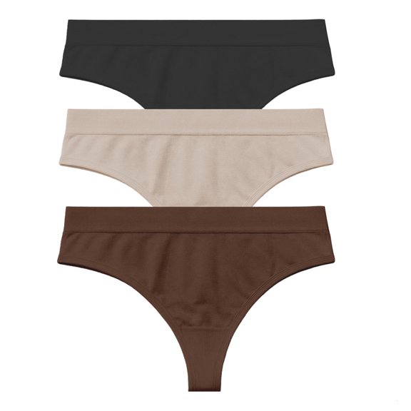 Tanga Simply Basic para Mujer, Seamless, Multicolor Talla G 3 Piezas