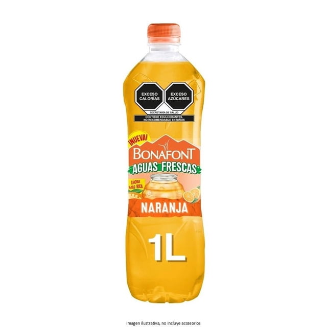 Agua saborizada Bonafont aguas frescas naranja 1 l