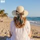 thumbnail image 4 of Sombrero de Playa Con Liston Para Mujeres Ala Ancha 42 cm crema, 4 of 6