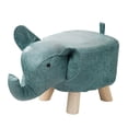 thumbnail image 4 of Reposapiés de animales, taburete de sofá, almacenamiento portátil de madera, otomana con dibujos animados azul, 4 of 9