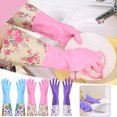 thumbnail image 1 of MTBLYS Guantes de limpieza con puños florales | Guantes largos de terciopelo de goma para uso doméstico | Agarre antideslizante para lavar platos y ropa, 1 of 8
