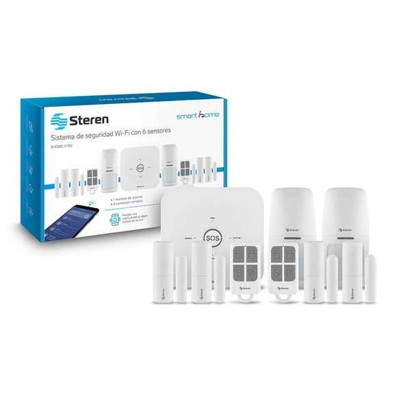 Sistema de seguridad Wi-Fi con alarma, 6 sensores y 2 controles remotos
