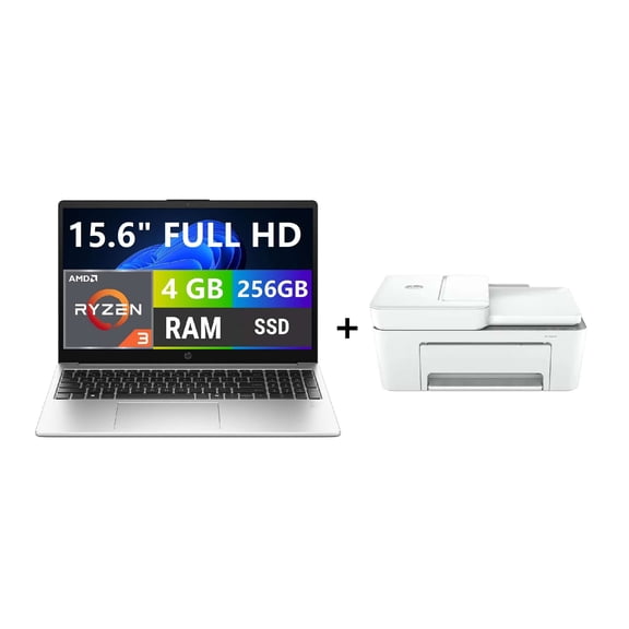 Laptop HP G10 AMD Ryzen 3 4GB RAM 256GB SSD más Impresora HP Multifuncional Color WiFi