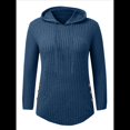 thumbnail image 1 of Sudadera con Capucha de Punto Acanalado Suave para Mujer, Suéter de Larga, Sudadera Ligera y Acogedora para Otoño. Azul M, 1 of 6