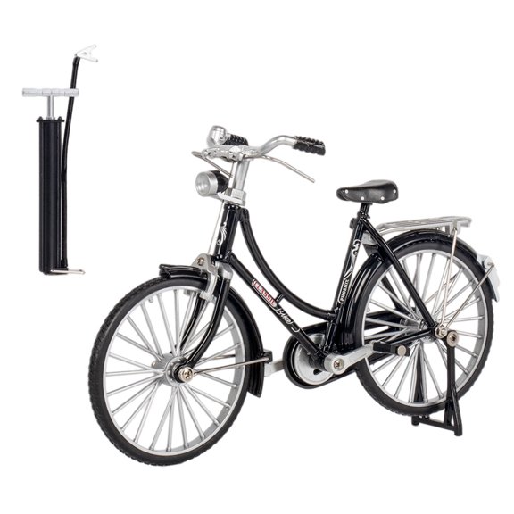 Vogacara Bicicleta de montaña de aleación de aluminio para mujer, modelo portátil de 7 a 14 años, decorativo, ciclo de simulación 1:10, juguete Juguetes Negro