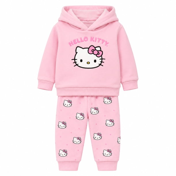 Conjunto Hello Kitty Sario para Bebé, Capucha Manga Larga Rosa Talla 2, 2Piezas