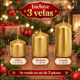 thumbnail image 2 of Set de 3 Velas Doradas Decorativas Centro de Mesa Navideño, 2 of 5