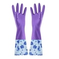 thumbnail image 4 of MTBLYS Guantes de limpieza con puños florales | Guantes largos de terciopelo de goma para uso doméstico | Agarre antideslizante para lavar platos y ropa, 4 of 5