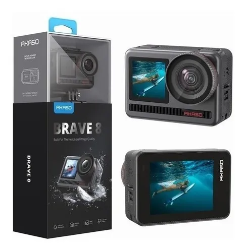 AKASO Action CAM 4K60FPS - Cámara subacuática (20 MP, 60 m, Resistente al Agua, estabilización Supersuave, Hielo 4.0, WiFi, Gran Angular de 150°, 4 Zoom, 8 x Slo-mo, 2 baterías de 1550 mAh, 8 Lite)