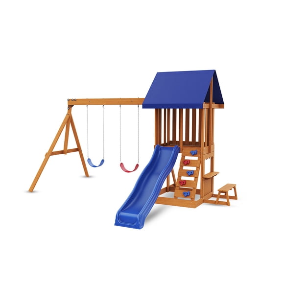 PLAY OUT KIDS | Set de Juego Infantil de Madera para Exterior con Columpios y Resbaladilla Rincones de México Holbox