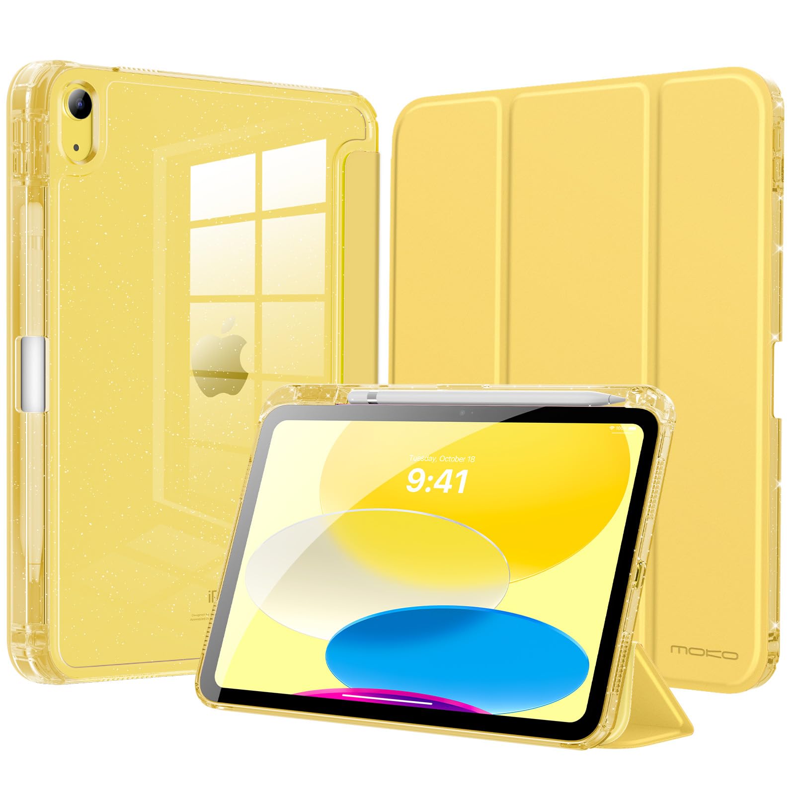 Funda para iPad MoKo Glitter A16/A10 11/10.9" Amarilla