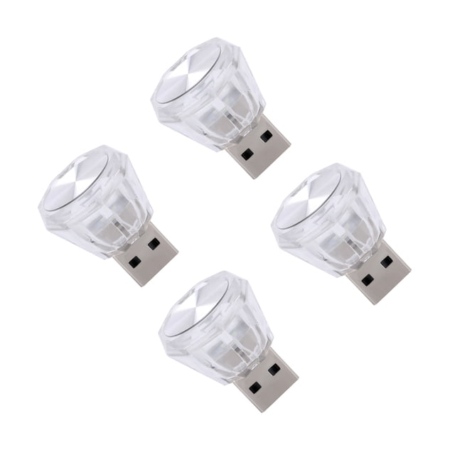 Sidaley 4 piezas Mini USB Car Ambient Plug Play Light Iluminación decorativa sin cableado Luz de emergencia Accesorio Luz de hielo Type3 NO3