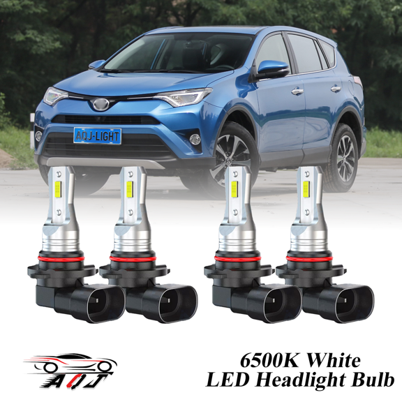 Compatible con Toyota RAV4 2006-2018 Kit de bombillas LED para faros (combo de luz alta y baja) (Paquete de 4), blancas 6500K 10,000LM súper brillantes, plug and play