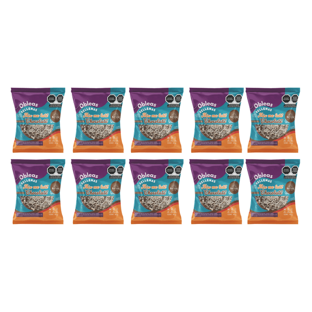 Mix de Obleas de Amaranto Rellenas de Chocolate Sin Azúcar Natuba. 10 Pack