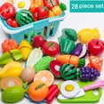 thumbnail image 1 of Cocina interactiva para niños con carrito de la compra y cortador de verduras | Sonido realista y pegatinas reutilizables | Comida de juguete para niños y niñas, 1 of 5