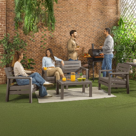 Sala Jardín Plástica Mesa Sillones Sofá Confortable Resistente Ideal ó Exterior Rimax