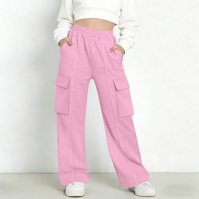 Pantalones de pana para niñas, cintura elástica, corte holgado, cordón ajustable, bolsillos, pantalones casuales para niñas con pana de mezcla de algodón de textura suave, tallas de 5-6 a 14-15 años.