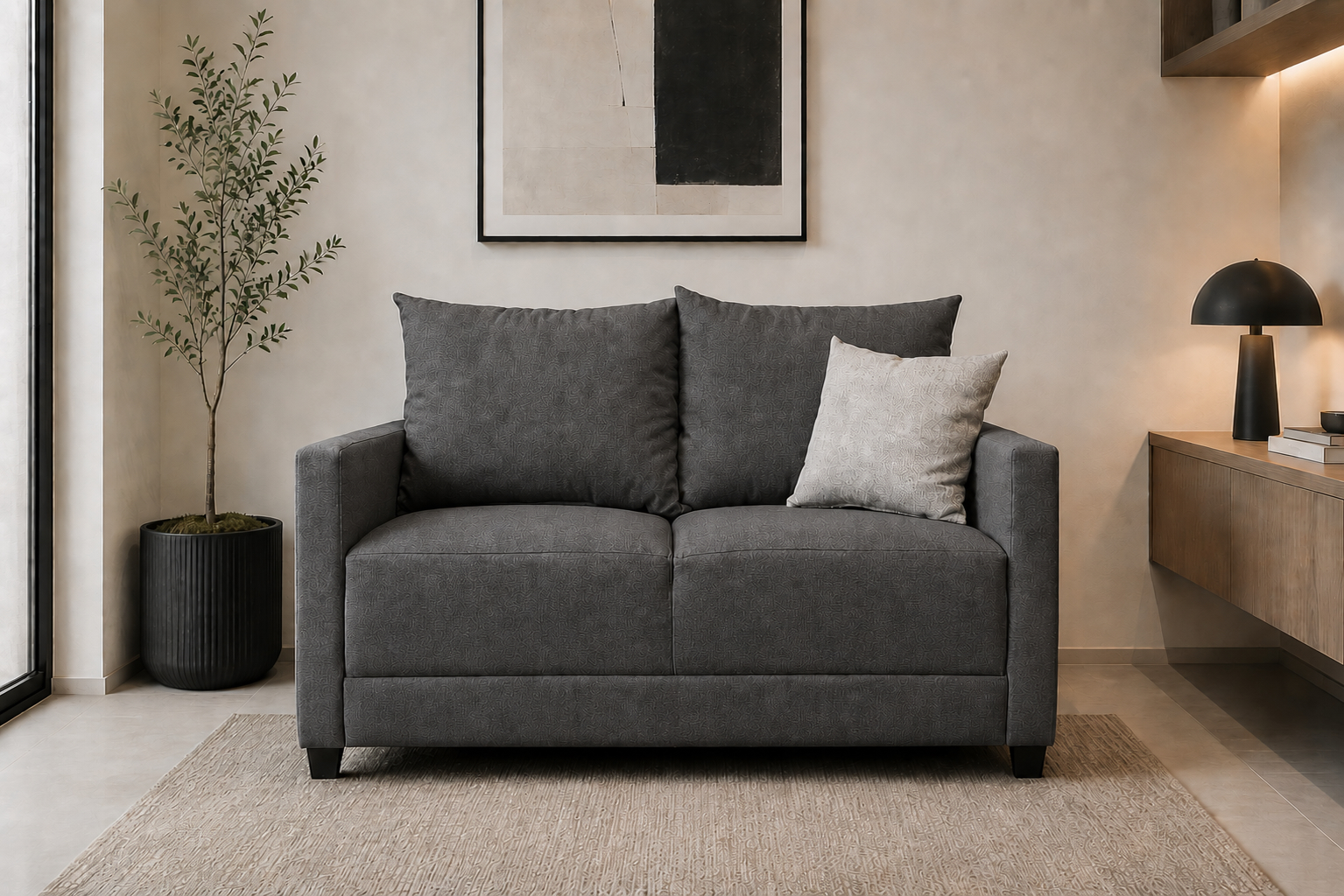 Love seat El Bazar Store Atlanta Lino Gris Oxford 2 plazas Modular Moderno
