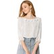 thumbnail image 1 of Allegra K Blusa de lunares de verano de media manga con cuello con volantes para mujer blanco S, 1 of 6