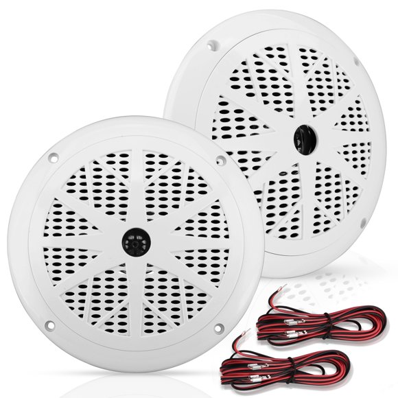 Bocinas Marinas Dobles de 6.5 Pulgadas Pyle, Sistema de Sonido Estéreo para Exteriores Resistente al Agua, 120 Watts, 2 Vías, 1 Par, Blanco