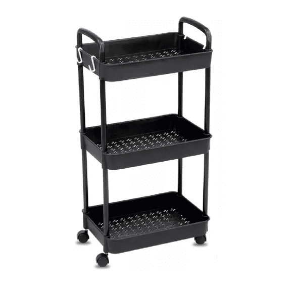 Carrito Organizador Multiusos 3 Niveles Ruedas 360 De Metal, Blanco