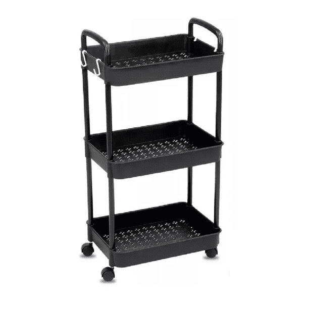 Carrito Organizador Multiusos 3 Niveles Ruedas 360 De Metal, Blanco
