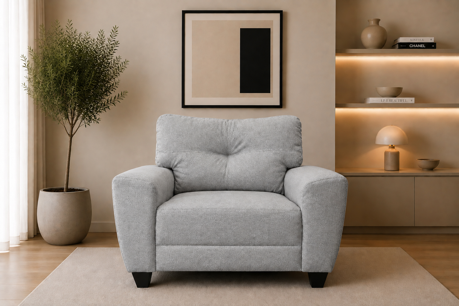 Sillon El Bazar Store Sidney Lino Gris plata 1 plaza, Modular, Moderno, Sala