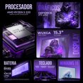 thumbnail image 2 of Laptop Gamer ALIENWARE 15 Gaming Nvidia GeForce RTX 4050 6GB Ryzen 5 220 16GB DDR5 512GB SSD Pantalla 15.3" WUXGA 165Hz Windows 11 Teclado Ingles, 2 of 6