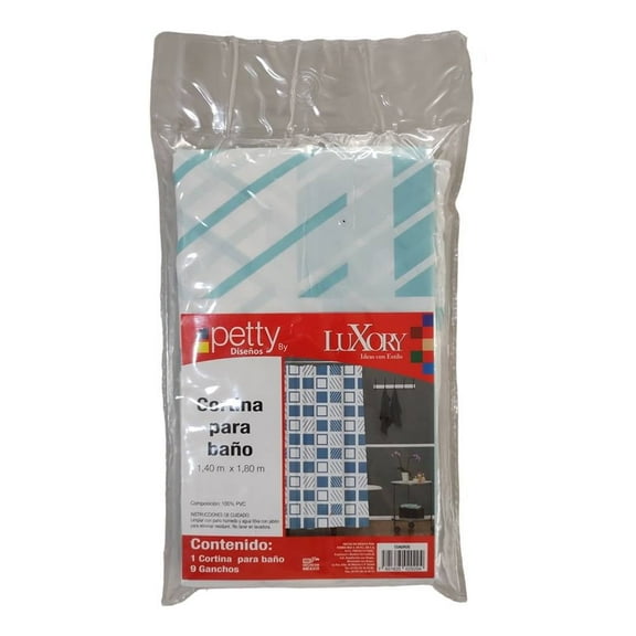Cortina de Baño Petty Luxory Cuadros Azul 140x180 cm