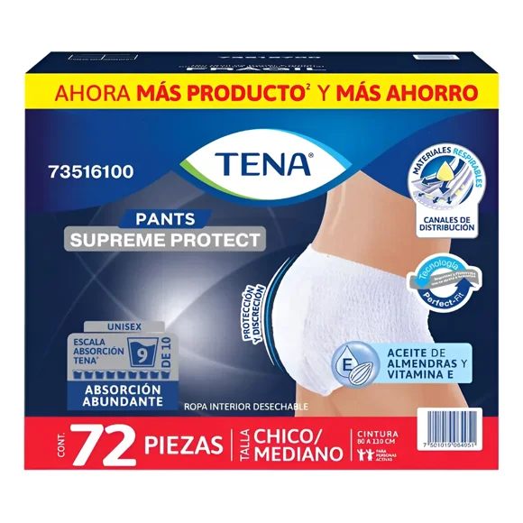 Pañal Ropa Interior Adulto Tena Desechable Ch/md Unisex 72p
