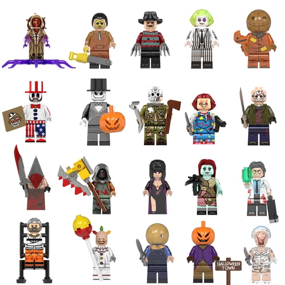 Toynexis 20 Piezas Figuras de Personajes de Películas de Terror Minifiguras Calabaza Cabezas Fantasma Bloques de Construcción Juguetes de Ladrillos para Niños Regalo de Cumpleaños de Halloween