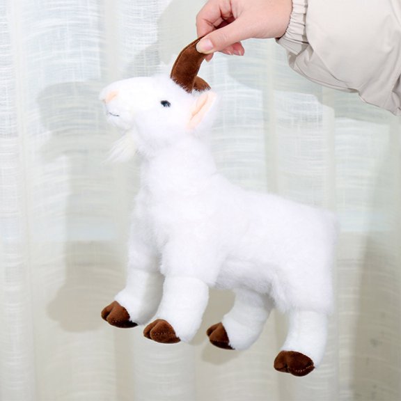Lifelike Goat Stuffed Animal- Black or White 11.81", Soft Sheep Model Plush Toy