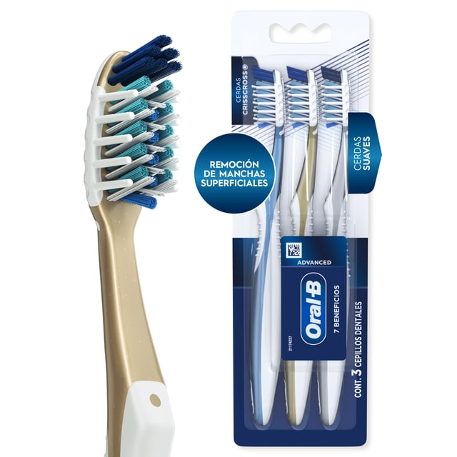Cepillo de Dientes Suave Oral B 7 Beneficios Advanced, 3 pzas