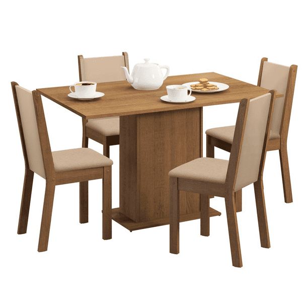 Juego de Comedor Madesa Talita con 4 Sillas Marrón/Crema Madesa Comedor