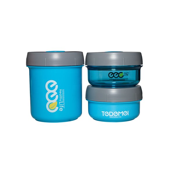 SET DE 3 TOPPERS Ideal para el desayuno o comida, apto para usar en micro ondas, cada topper tiene tapa de rosca con válvula, anti derrames, son 3 diferentes tamaños, libre de PBA