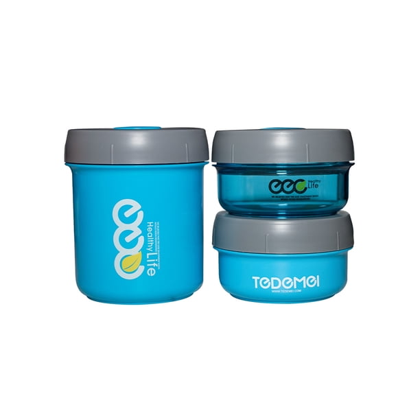 SET DE 3 TOPPERS Ideal para el desayuno o comida, apto para usar en micro ondas, cada topper tiene tapa de rosca con válvula, anti derrames, son 3 diferentes tamaños, libre de PBA