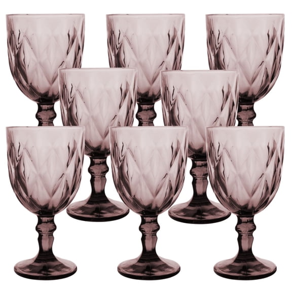 Juego 8 Copas de Vidrio Cristal para Champaña Vino Agua Color Purpura