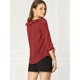 thumbnail image 5 of Blusa de lunares Allegra K de media manga con cuello con volantes Vino rojo S, 5 of 6