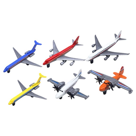 6 modelos de aviones de aleación de metal, modelo de avión de aleación 1/64, modelos de regalo de cumpleaños, avión, juguete de simulación para niños,