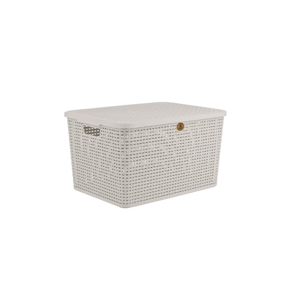 Caja de Ratán Plástico La Ardilla C/Tapa 29 cm Blanco