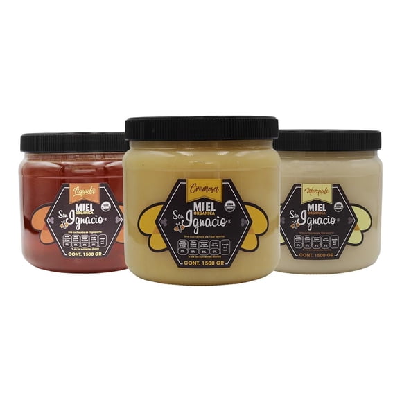 Miel Orgánica San Ignacio Paquete de 3 Mixto 1500gr