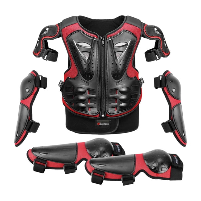 Traje de protección para motocicleta para niños, cómodo protector de pecho, columna vertebral y espalda para exteriores Rojo
