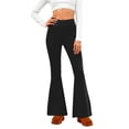 thumbnail image 1 of Amzcrzy Pantalones Acampanados Para Mujer Pantalones De Yoga Elásticos, De Pierna Ancha Y Cintura Alta, De Color Liso, Que Controlan El Abdomen Pantalones Ligeros Y Suaves Para Mujer S-2XL Negro, 1 of 6