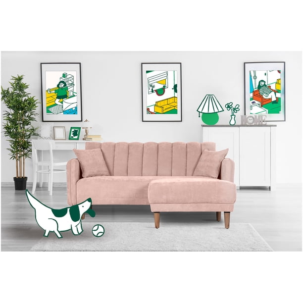 Sala Modular Sofá Cama Reversible de Lino Palo de Rosa Modelo Avocata